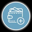 Ein Icon, welches einen vollen Geldbeutel darstellt und zudem ist ein Pluszeichen zu sehen.